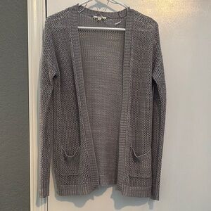 Mudd Gray Cardigan Sweater with Textured Knit and Long Sleeves